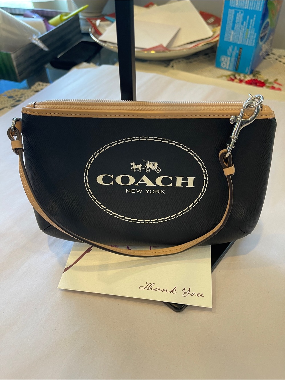 Coach Bags | Coach Horse And Carriage Leather Wristlet | Color: Black/Tan | - Picture 3 of 5